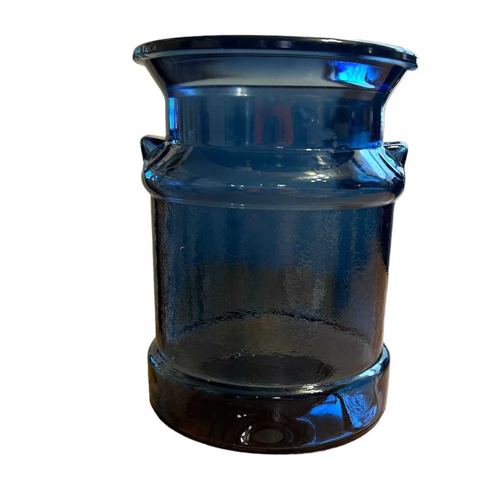 Vintage L E Smith Blue “Milk Can” Glass Jar - Picture 8 of 16